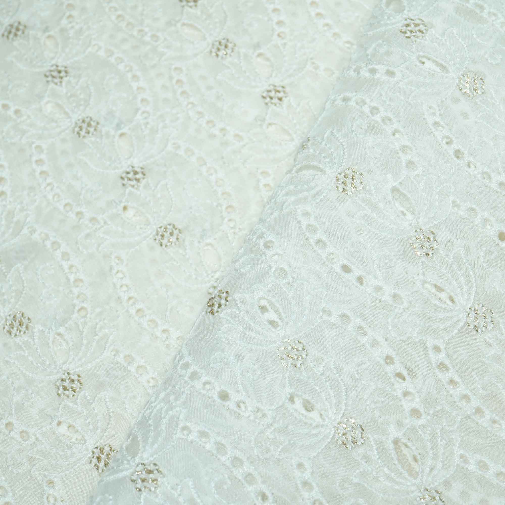 White Floral Sequence Embroidery Organza JD-12255  