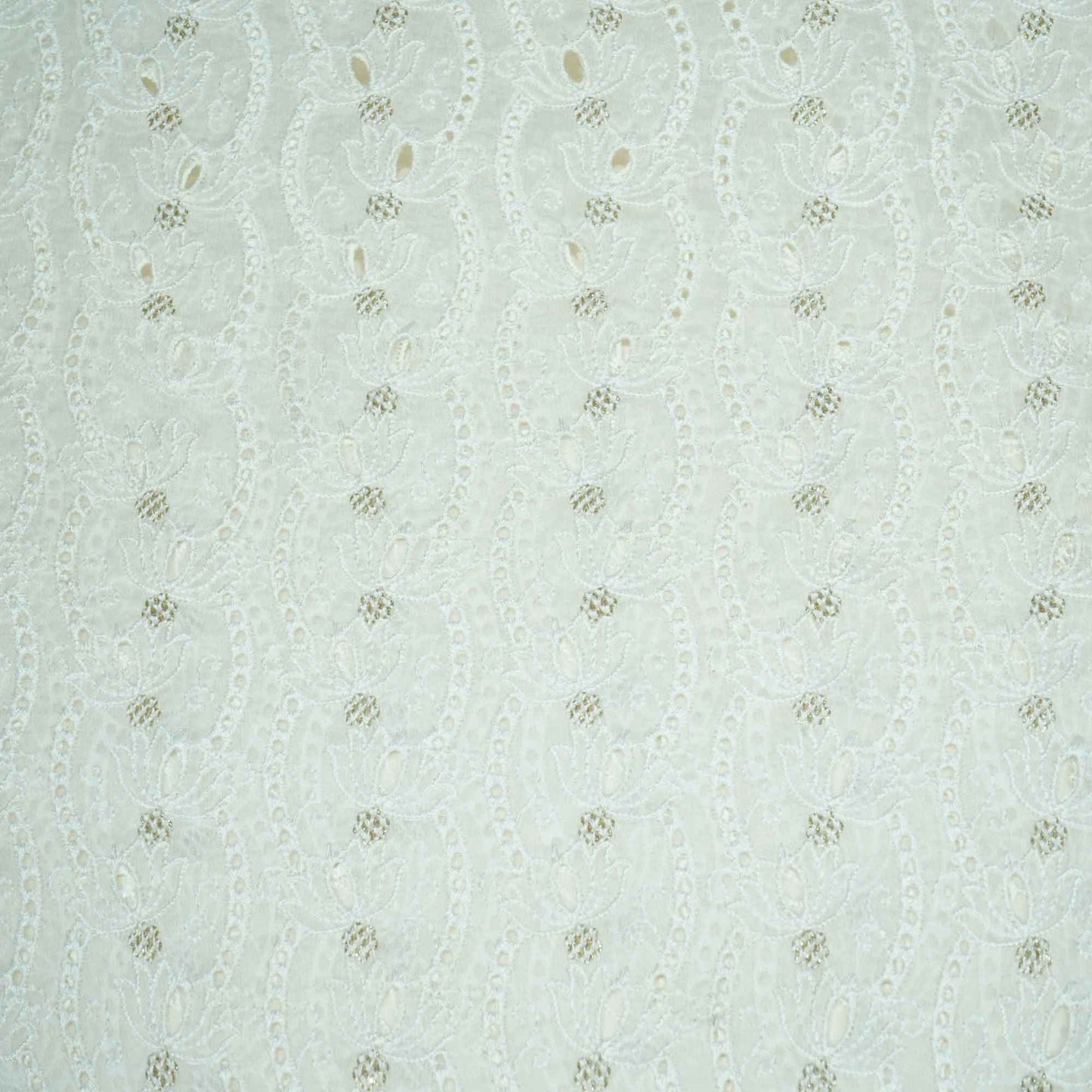 White Floral Sequence Embroidery Organza JD-12255  