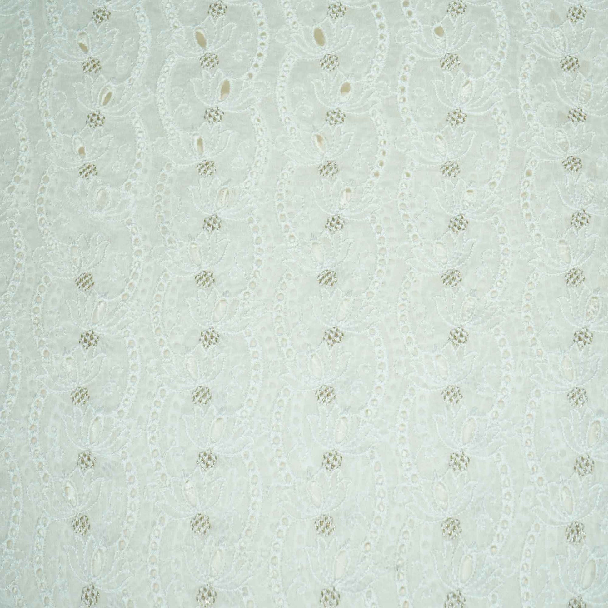 White Floral Sequence Embroidery Organza JD-12255  