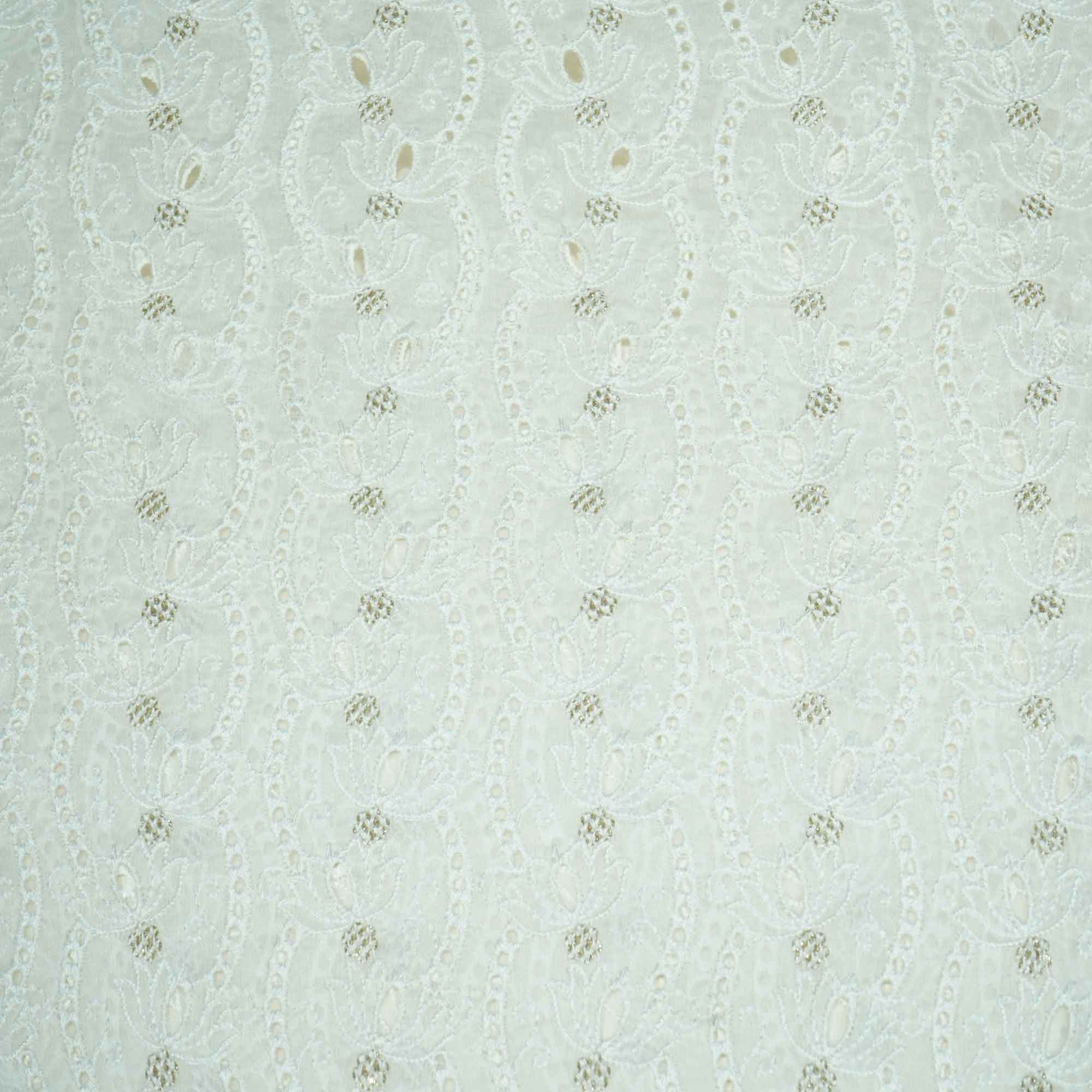 White Floral Sequence Embroidery Organza JD-12255  