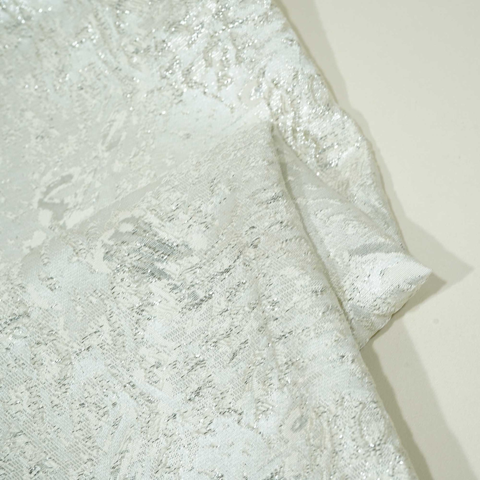 White Floral With Silver Lurex Brocade With Lurex OE-12347  