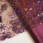 Purple & Golden Imported Sequins Embroidery Net Fabric