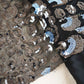 Black & Sky Blue Imported Sequins Embroidery Power Net Fabric