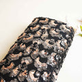 Black & Peach Pink Imported Sequins Embroidery Net Fabric