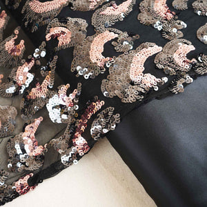 Black & Pink Imported Sequins Embroidery Net Fabric - TradeUNO