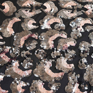 Black & Pink Imported Sequins Embroidery Net Fabric - TradeUNO