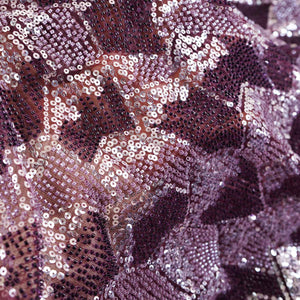 Maroon & Silver Beads Imported Sequins Embroidery Net Fabric - TradeUNO