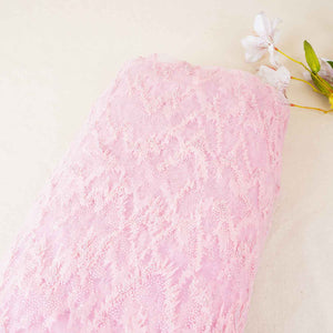 Pink Beads Imported Shimmer Embroidery Net Fabric - TradeUNO