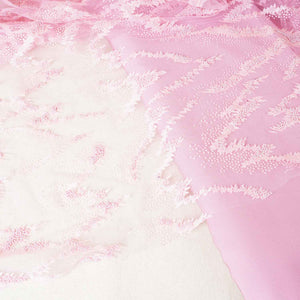 Pink Beads Imported Shimmer Embroidery Net Fabric - TradeUNO