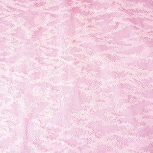 Pink Beads Imported Shimmer Embroidery Net Fabric - TradeUNO