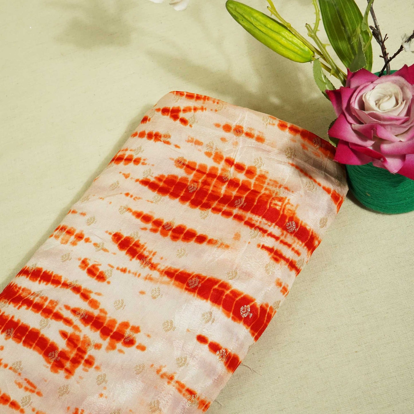 Orange Shibhori Print Russian Jacquard BJ-12798