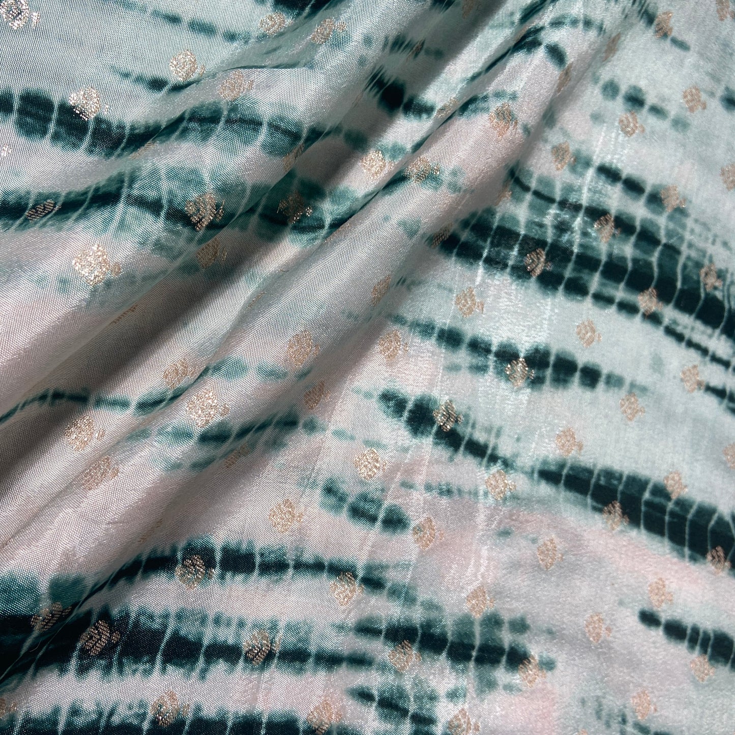 Dark Green Shibhori Print Russian Jacquard Fabric