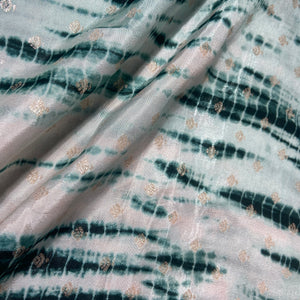 Dark Green Shibhori Print Russian Jacquard Fabric