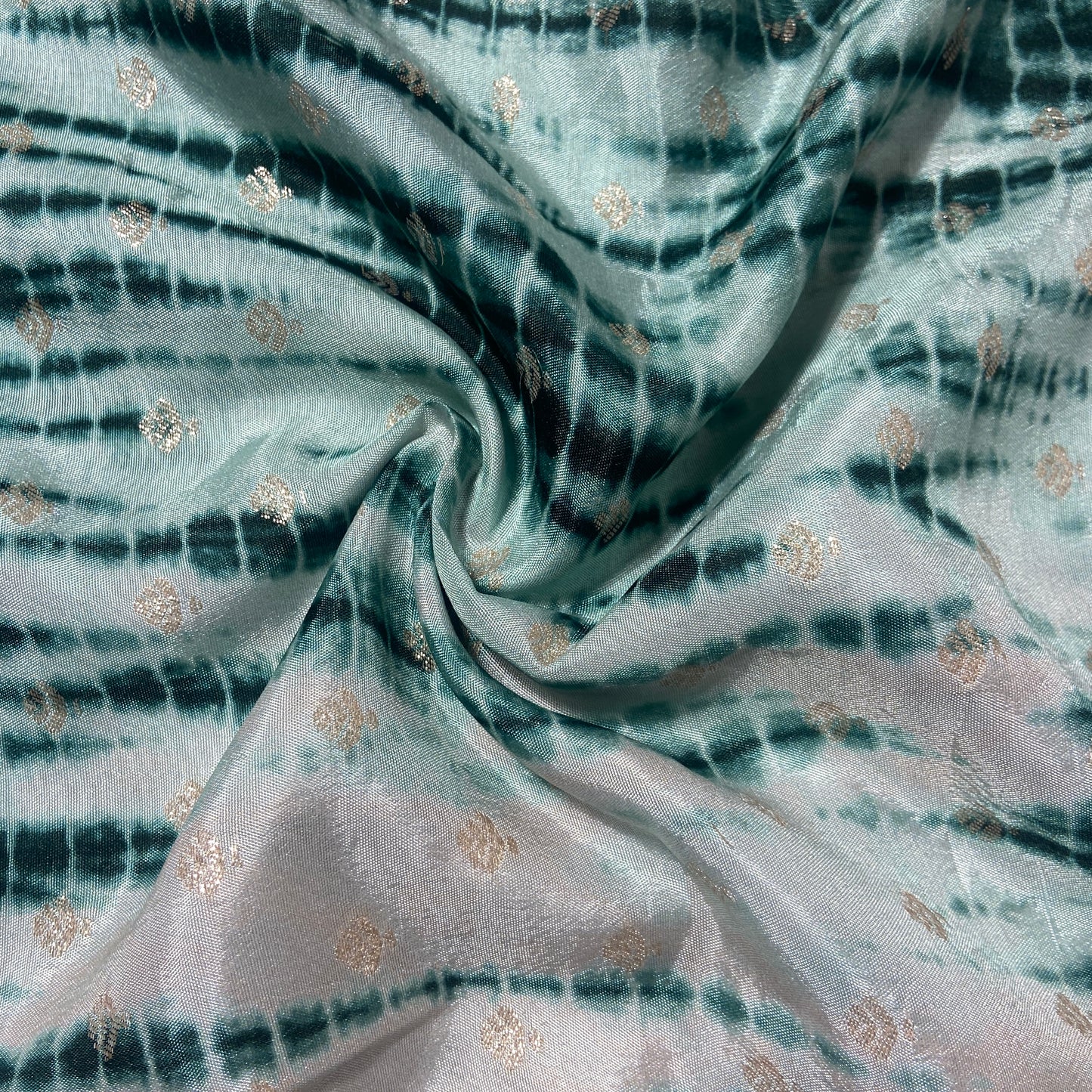 Dark Green Shibhori Print Russian Jacquard Fabric