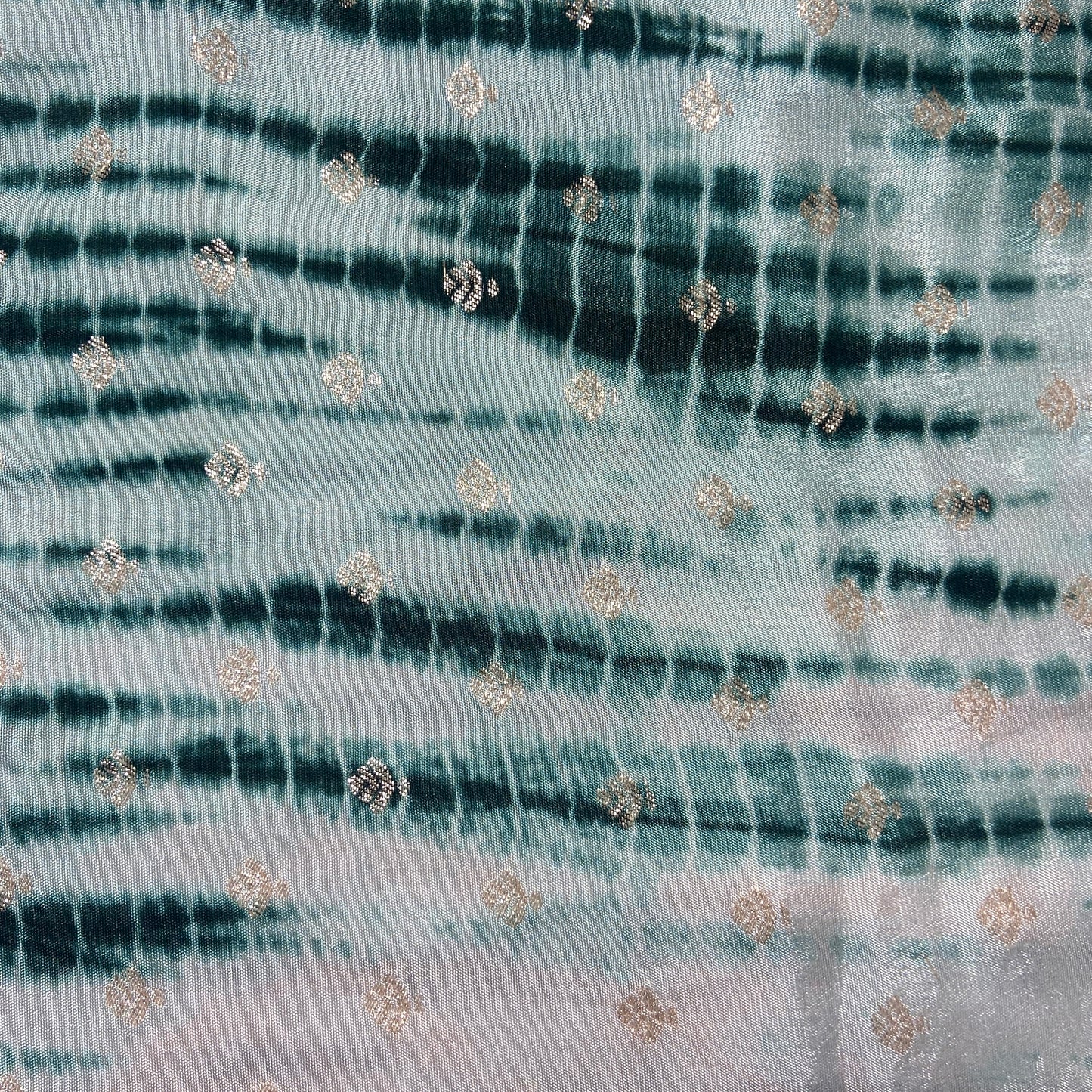 Dark Green Shibhori Print Russian Jacquard Fabric
