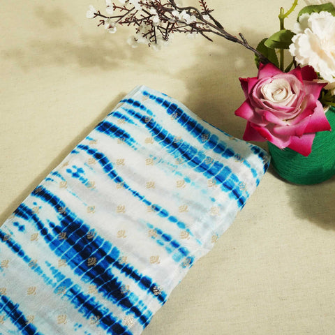 Blue Shibhori Print Russian Jacquard BJ-12803