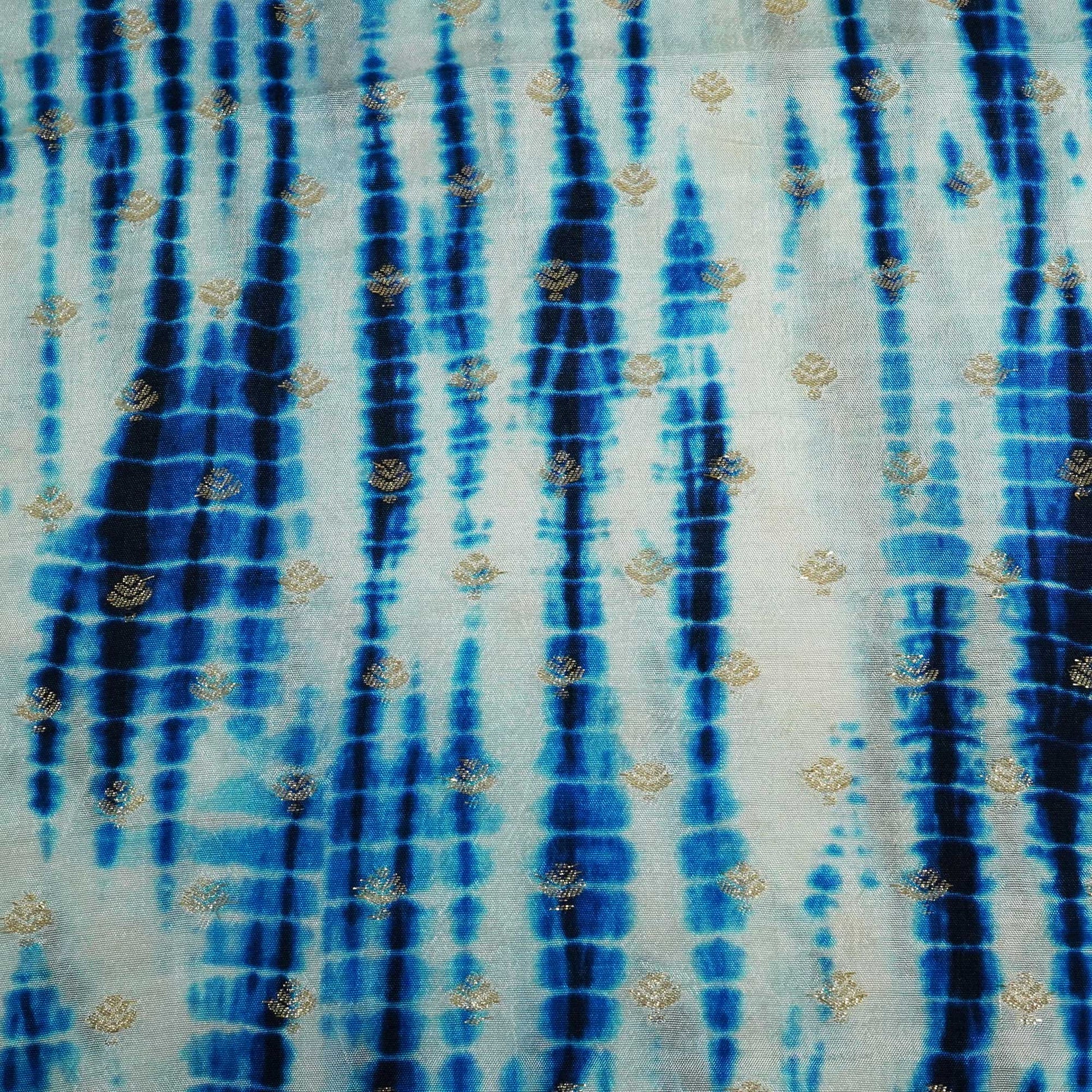 Blue Shibhori Print Russian Jacquard BJ-12803