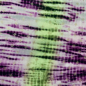 Purple & Yellow Shibhori Print Russian Jacquard Fabric