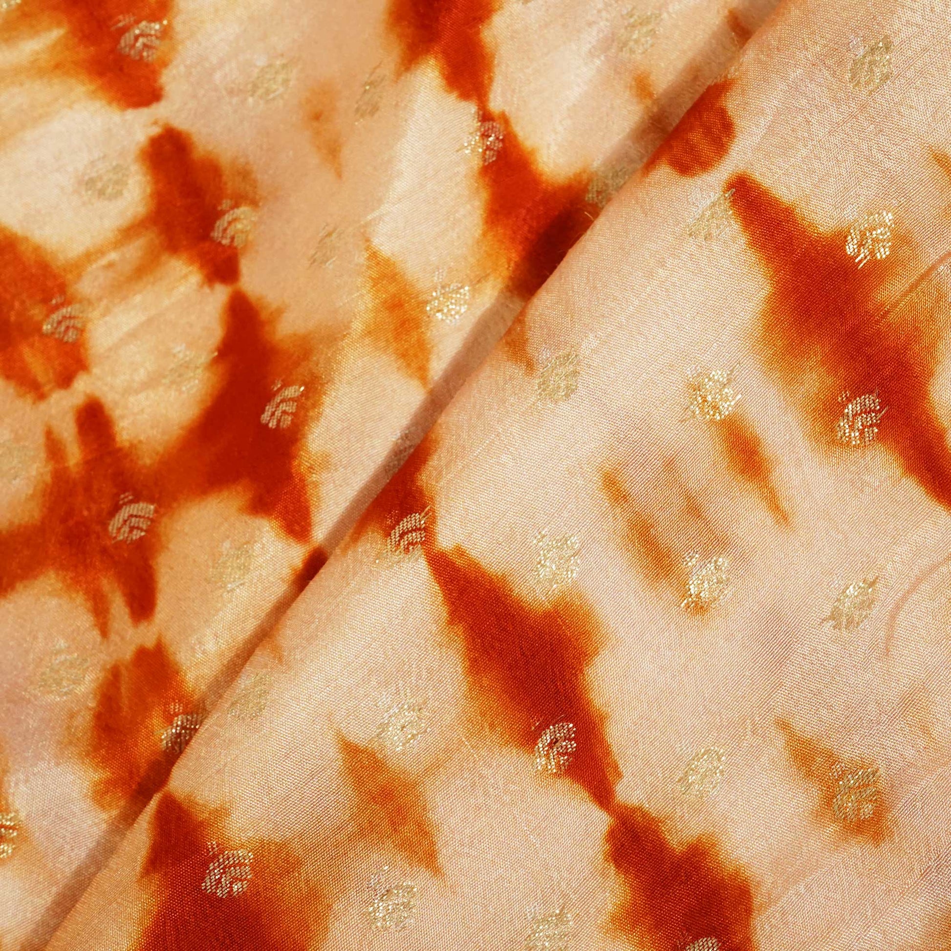 Peach Pink & Orange Shibhori Print Russian Jacquard BJ-12810