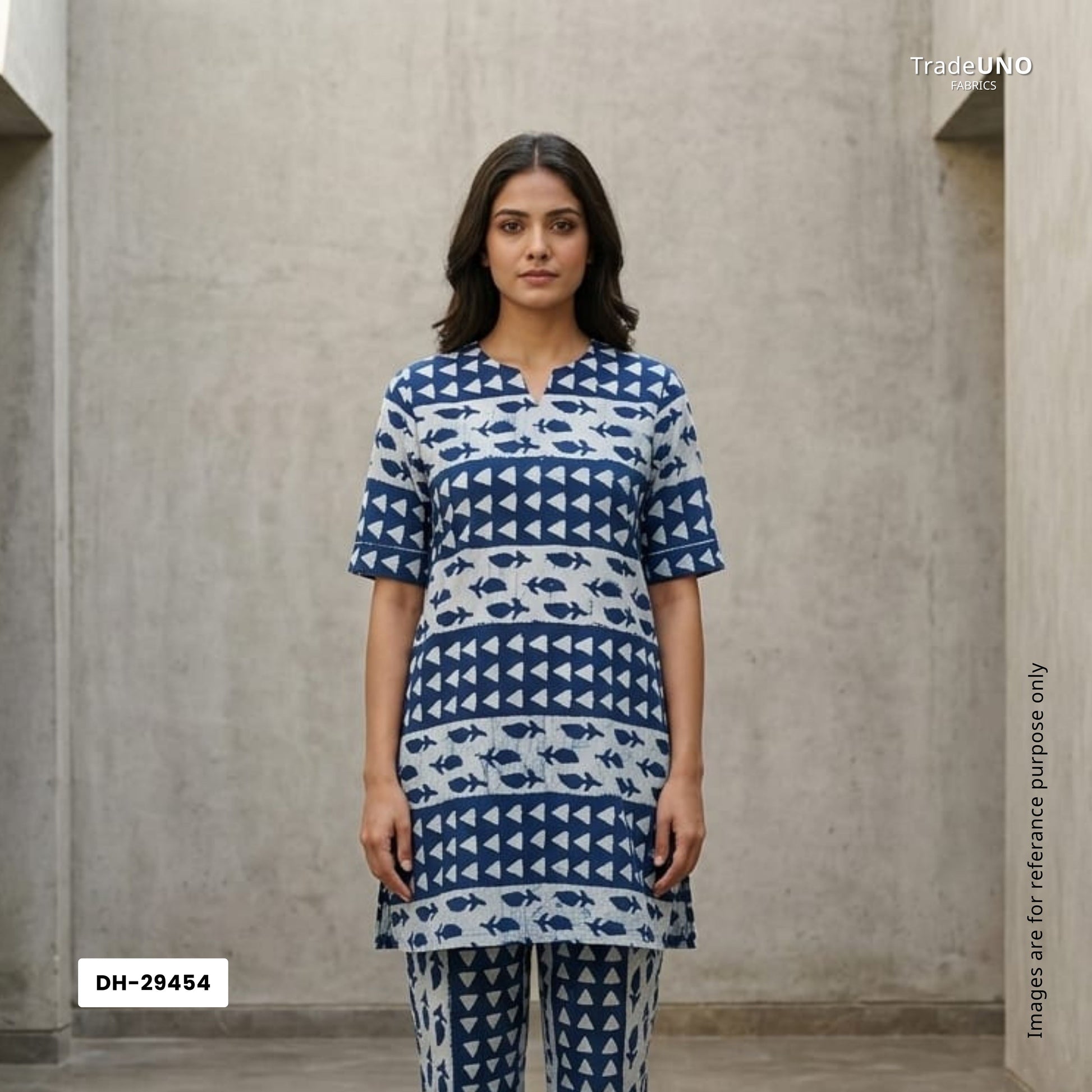 Indigo with White Dabu Print Cotton Fabric DH-29454 - TradeUNO