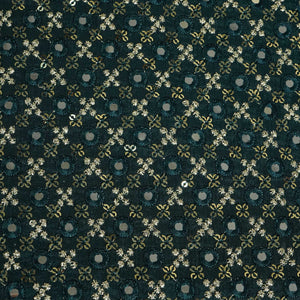 Dark Green Mirror Work Sequence Embroidery Chinnon VF-13070