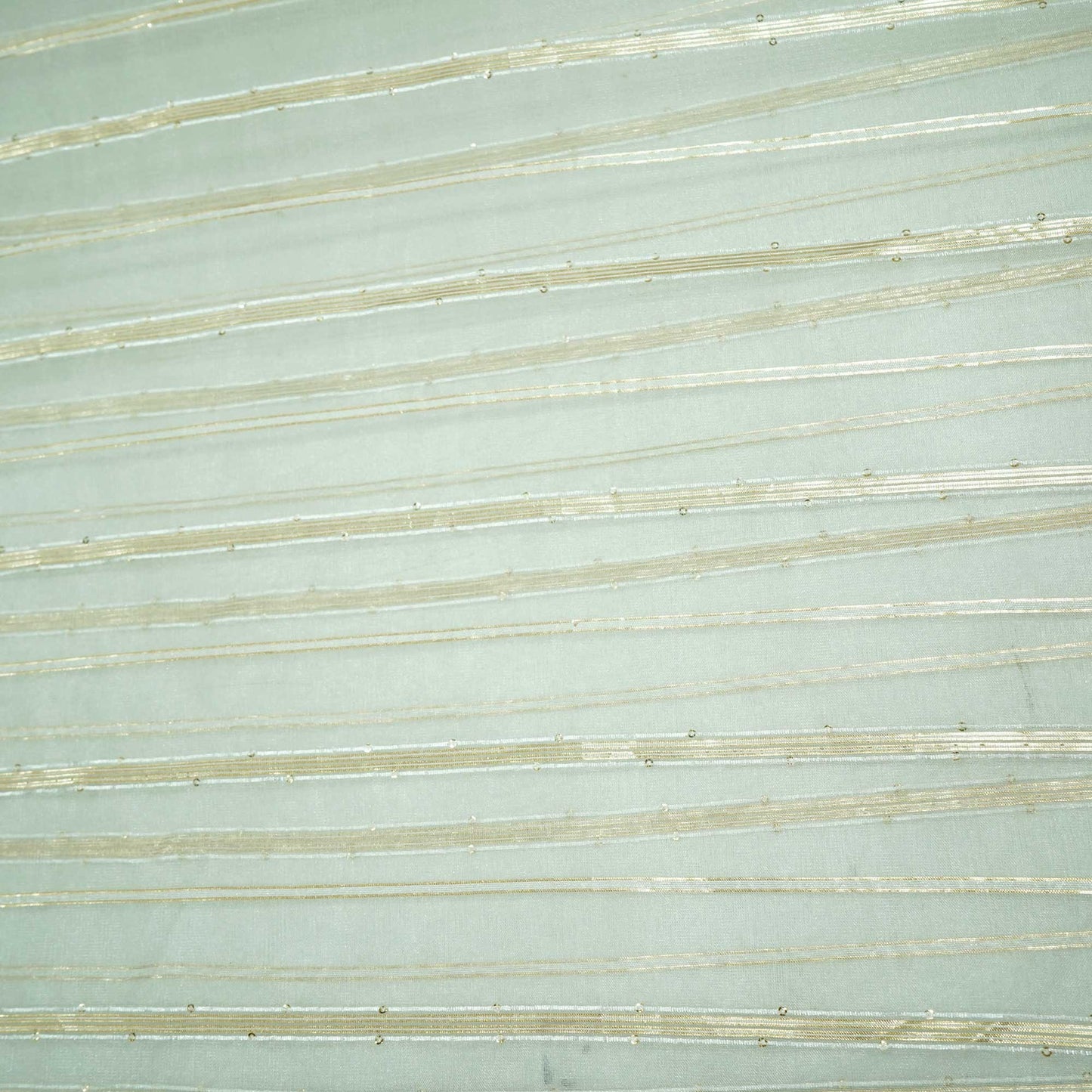 White & Gold Stripe With Lurex Sequence Embroidery Organza ASM-13145