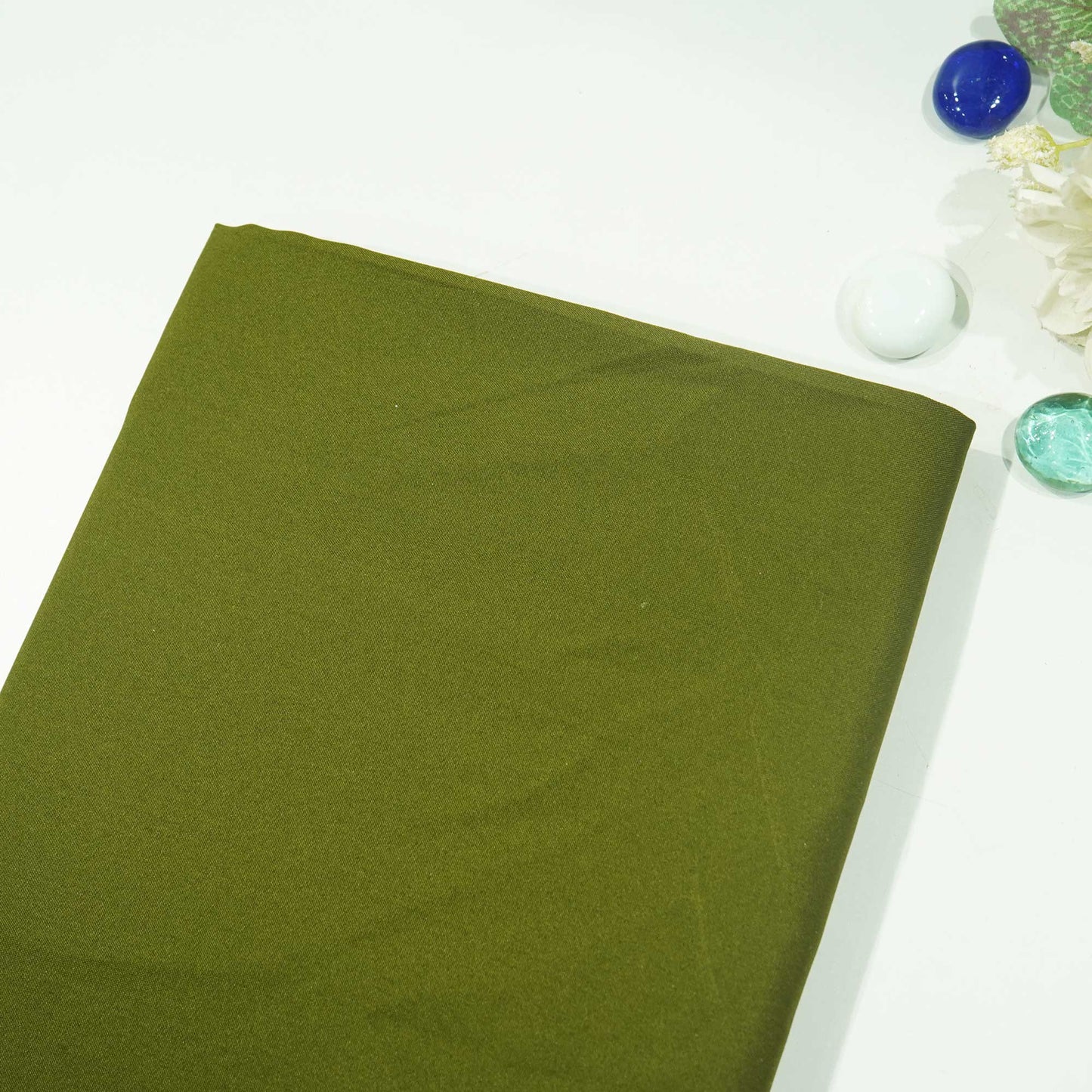 Army Green Solid Malai Crepe ST-13189