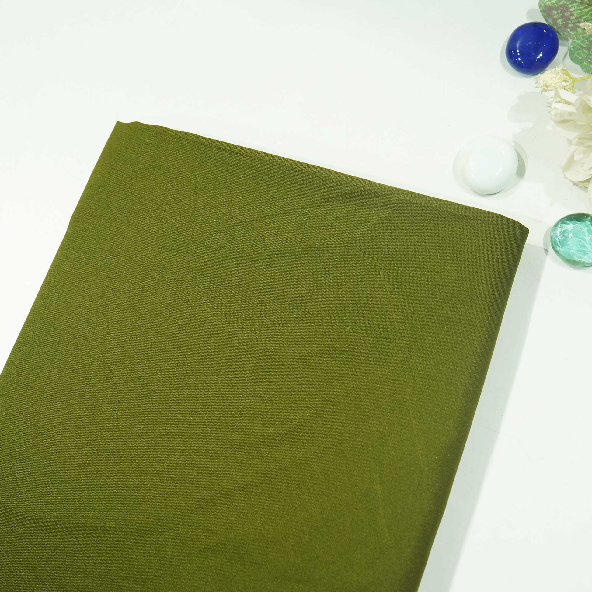 Army Green Solid Malai Crepe ST-13189