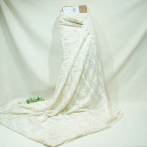 White Floral Sequence Embroidery Georgette TF-13255  