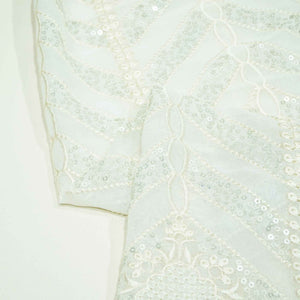 White Floral Sequence Embroidery Georgette TF-13255  