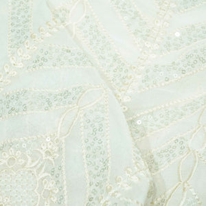 White Floral Sequence Embroidery Georgette TF-13255  