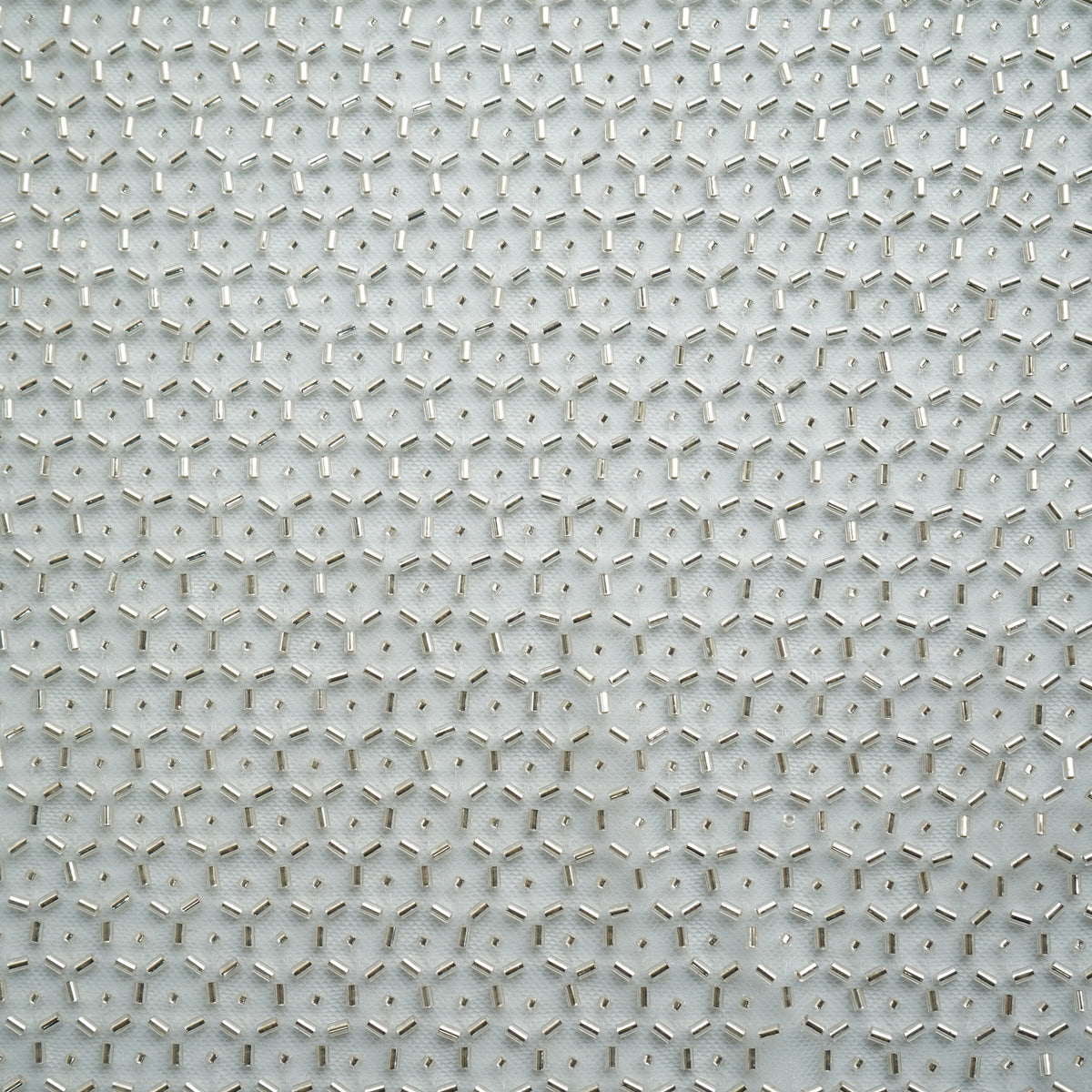 Sky Blue Beads Embroidery Net Fabric