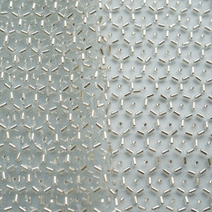 Sky Blue Beads Embroidery Net Fabric