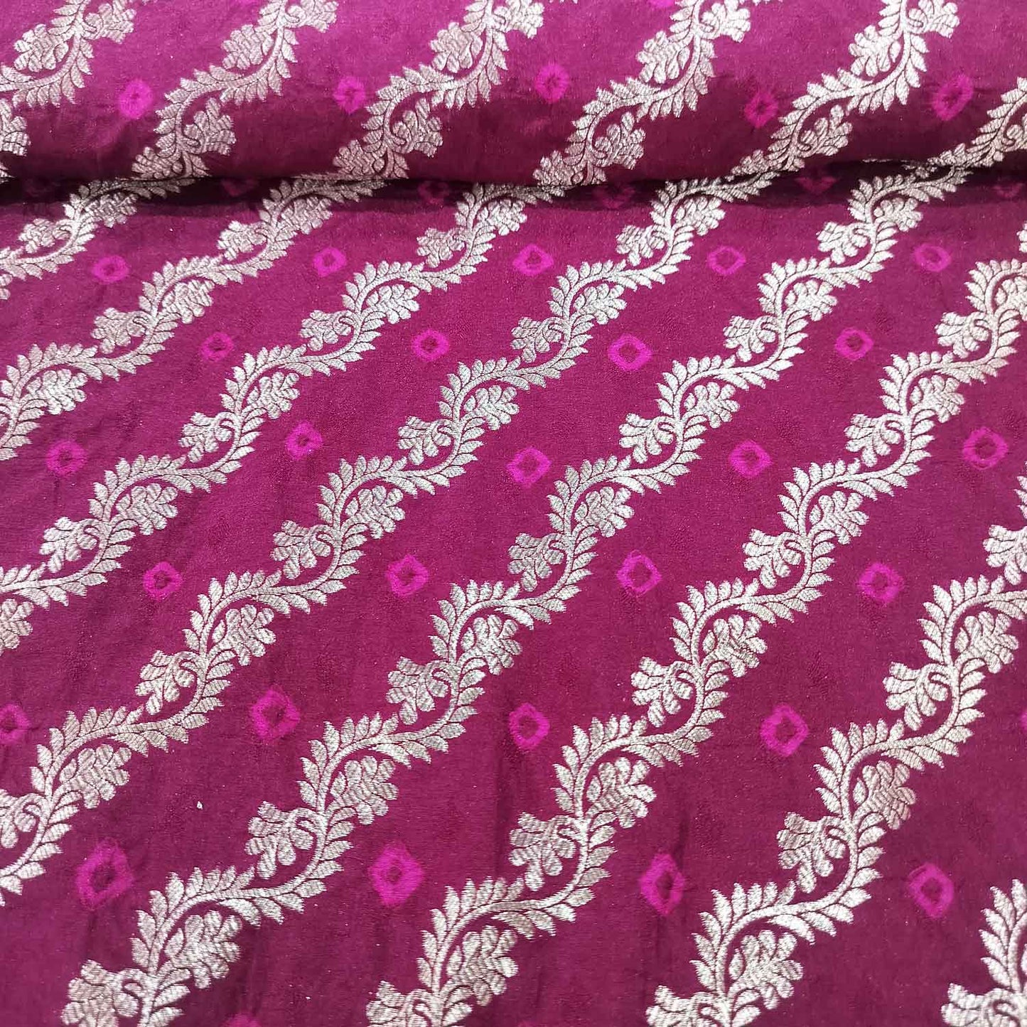 Purple Zari bandhej Jacquard Silk NH-13361