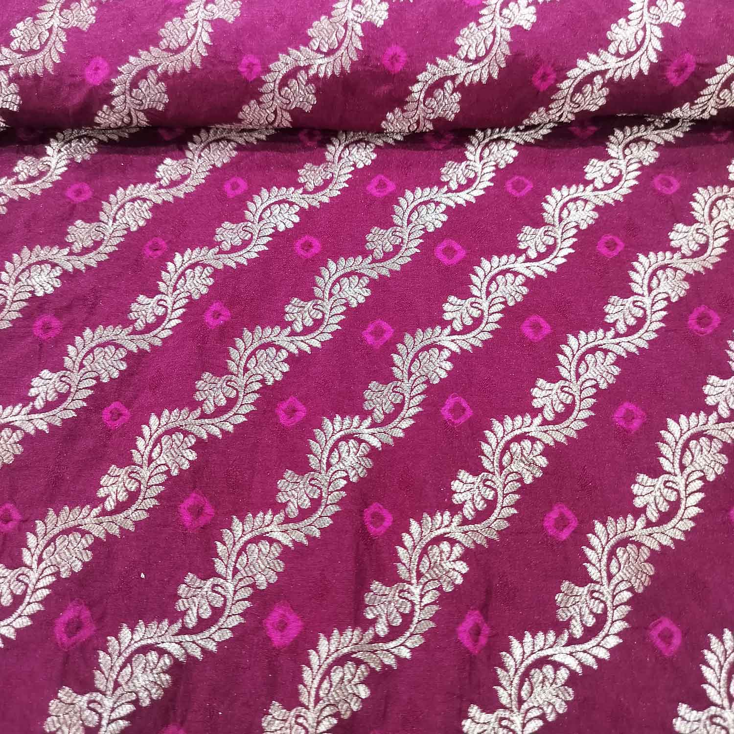 Purple Zari bandhej Jacquard Silk NH-13361