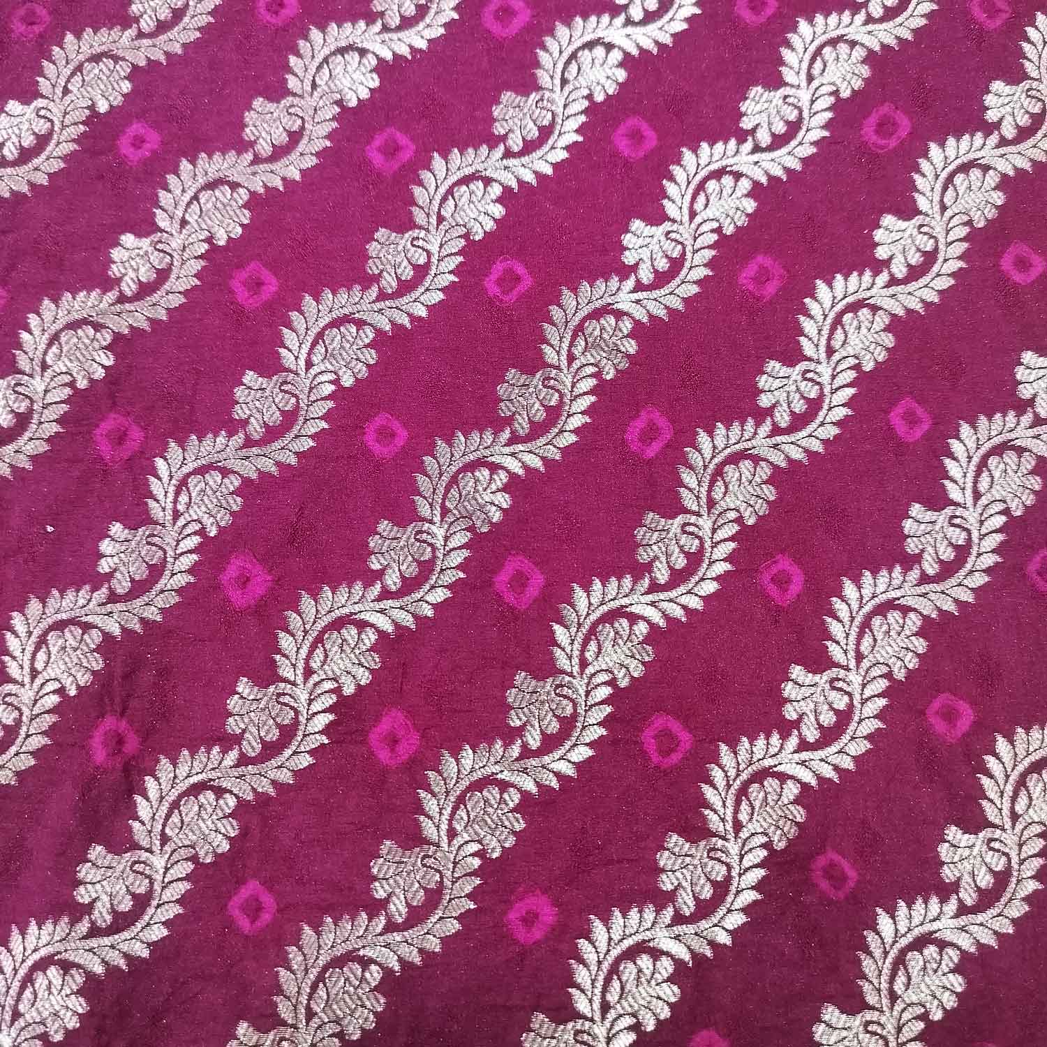 Purple Zari bandhej Jacquard Silk NH-13361