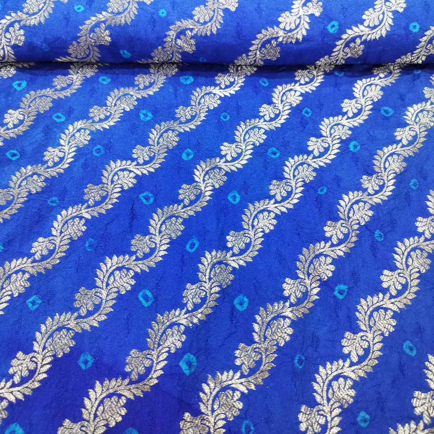 Blue Zari bandhej Jacquard Silk NH-13362