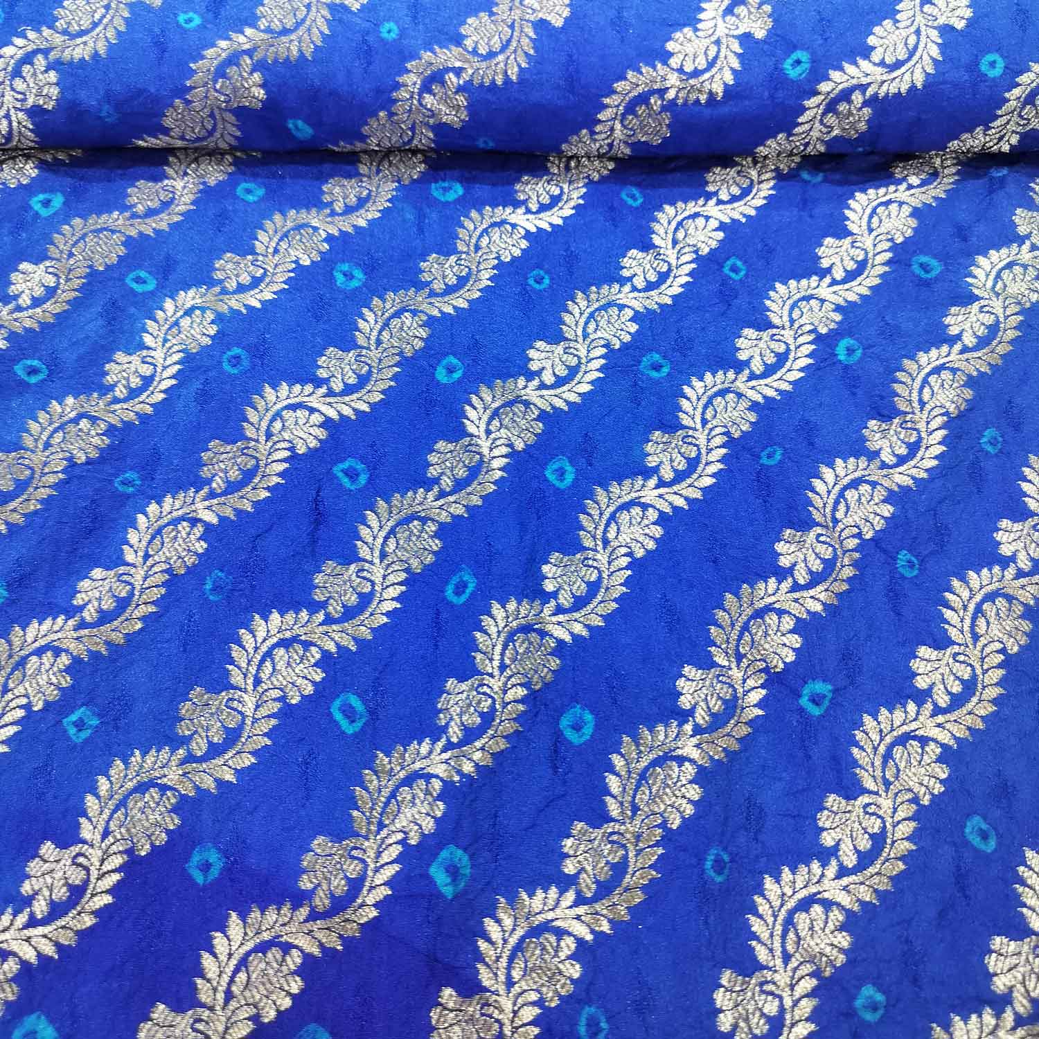 Blue Zari bandhej Jacquard Silk NH-13362