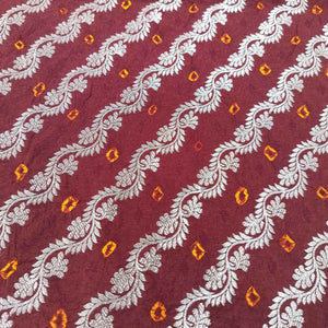 Wine Zari bandhej Jacquard Silk NH-13363