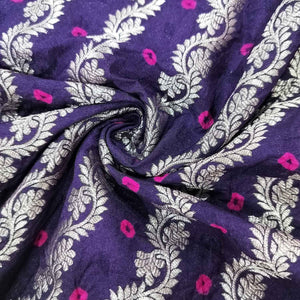 Navy Blue Zari bandhej Jacquard Silk NH-13364