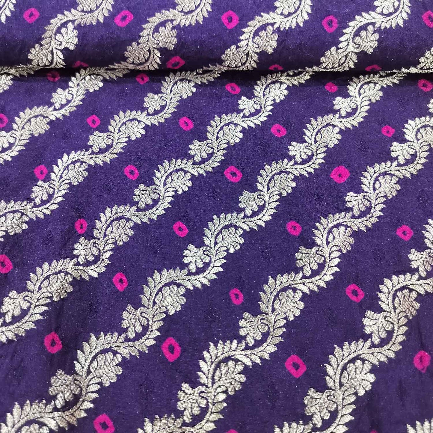 Navy Blue Zari bandhej Jacquard Silk NH-13364