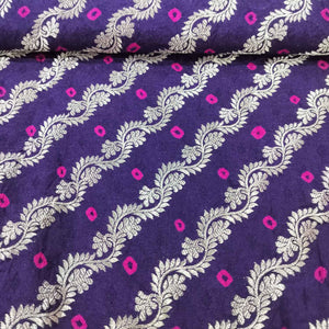 Navy Blue Zari bandhej Jacquard Silk NH-13364