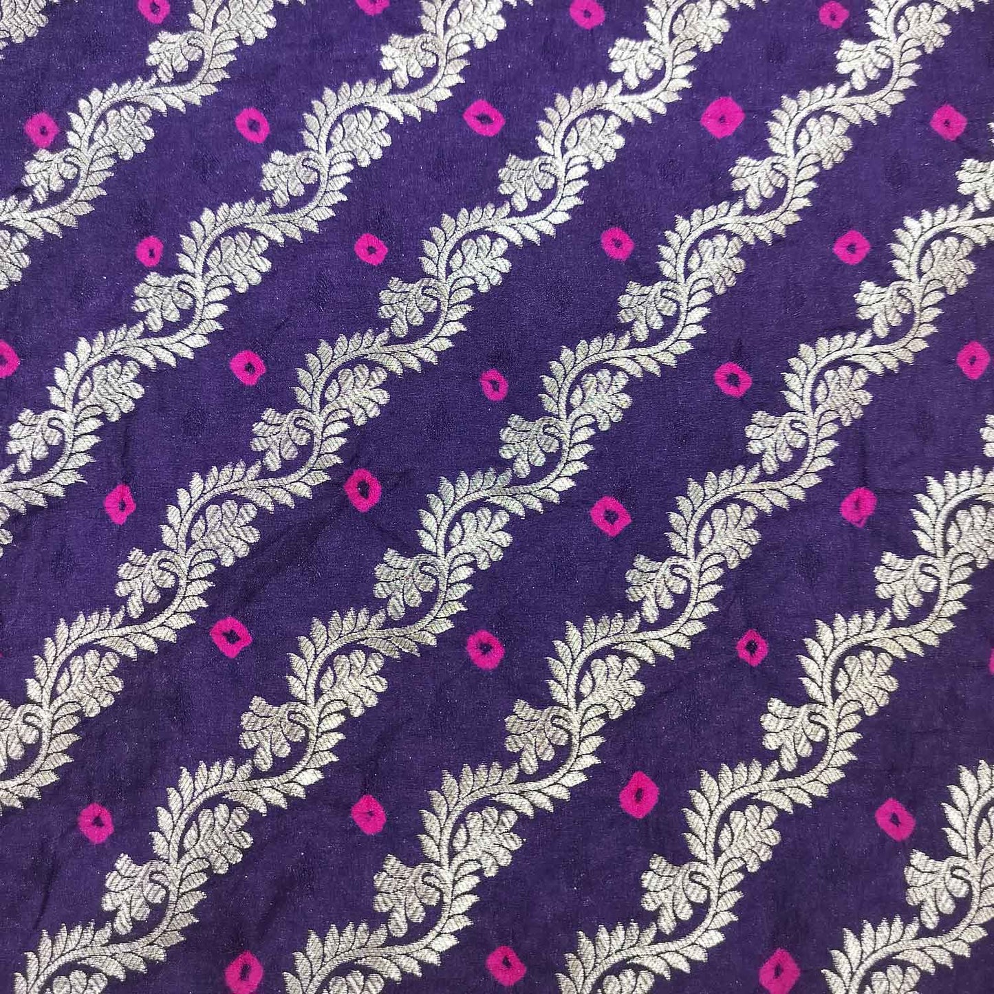 Navy Blue Zari bandhej Jacquard Silk NH-13364