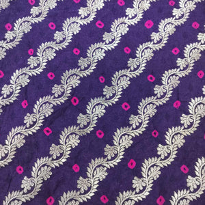 Navy Blue Zari bandhej Jacquard Silk NH-13364