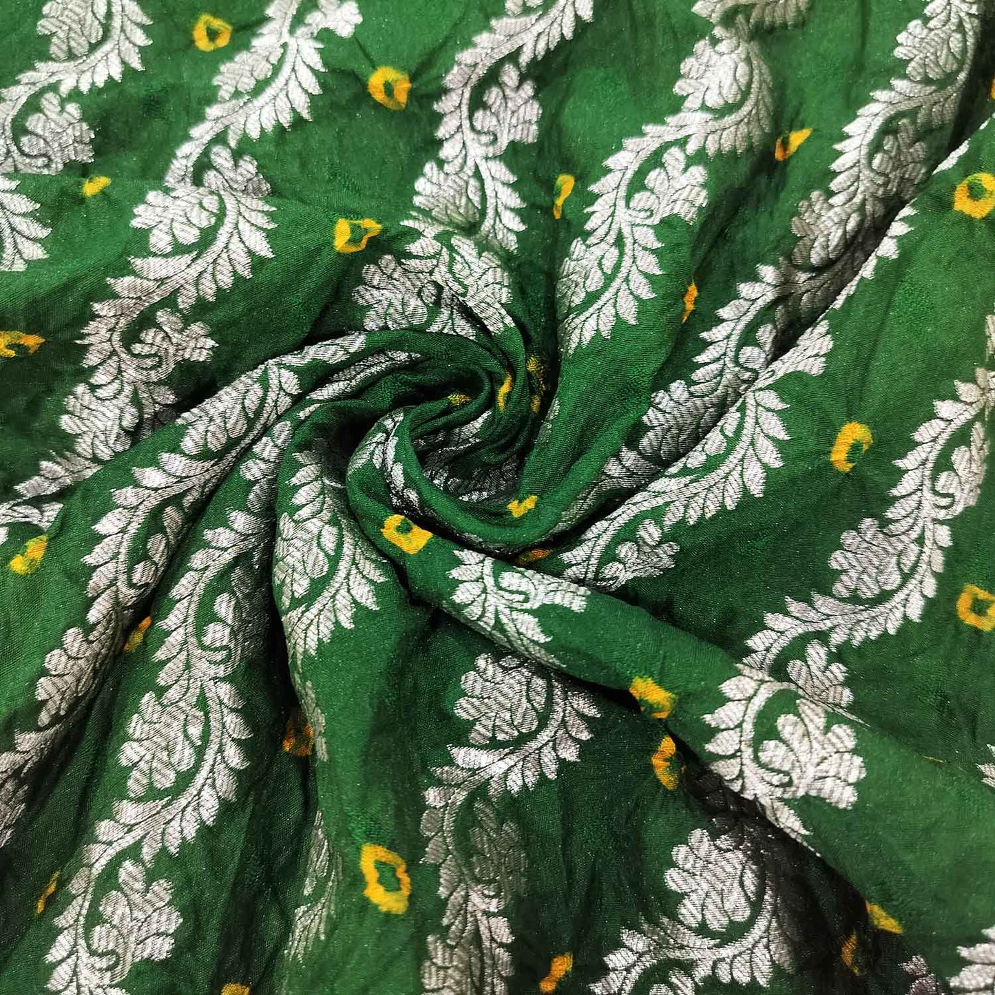 Dark Green Zari bandhej Jacquard Silk NH-13365