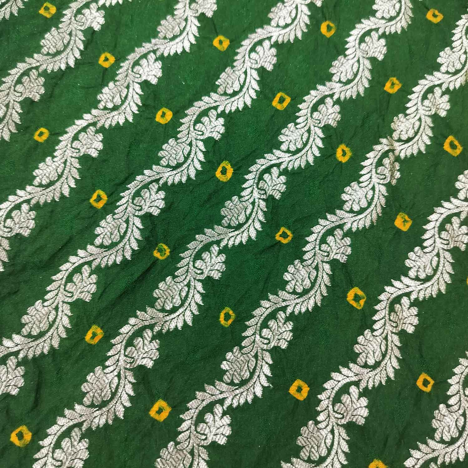 Dark Green Zari bandhej Jacquard Silk NH-13365