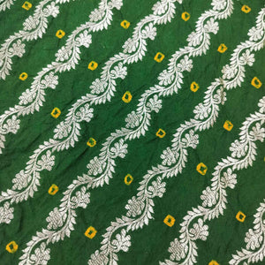 Dark Green Zari bandhej Jacquard Silk NH-13365