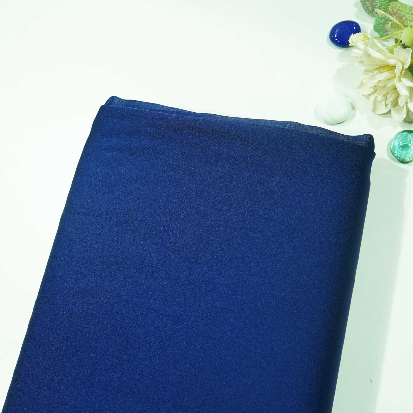 Navy Blue Solid Georgette Satin SVF-13375
