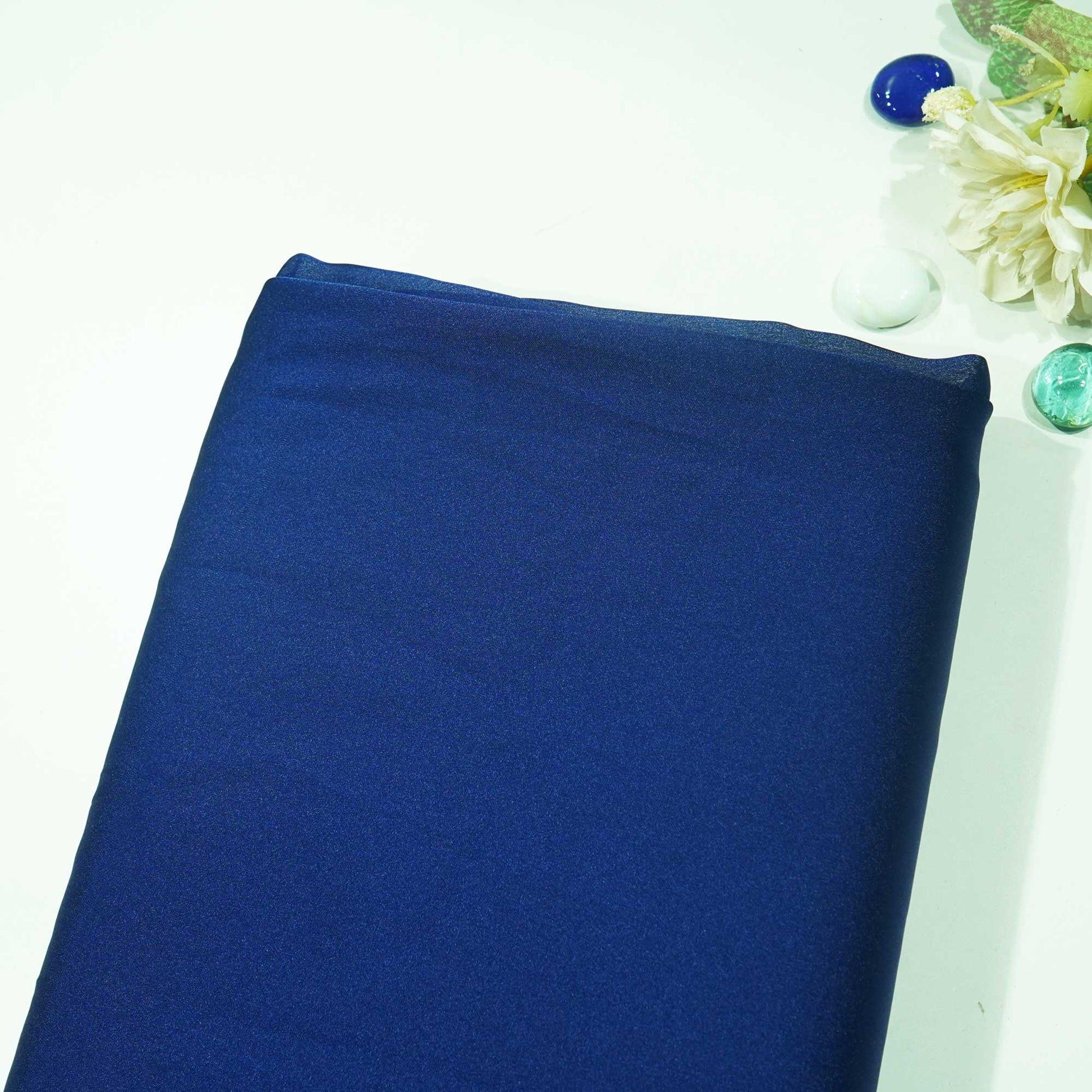 Navy Blue Solid Georgette Satin SVF-13375