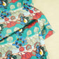Green Blue Floral Print French Crepe VC-13595